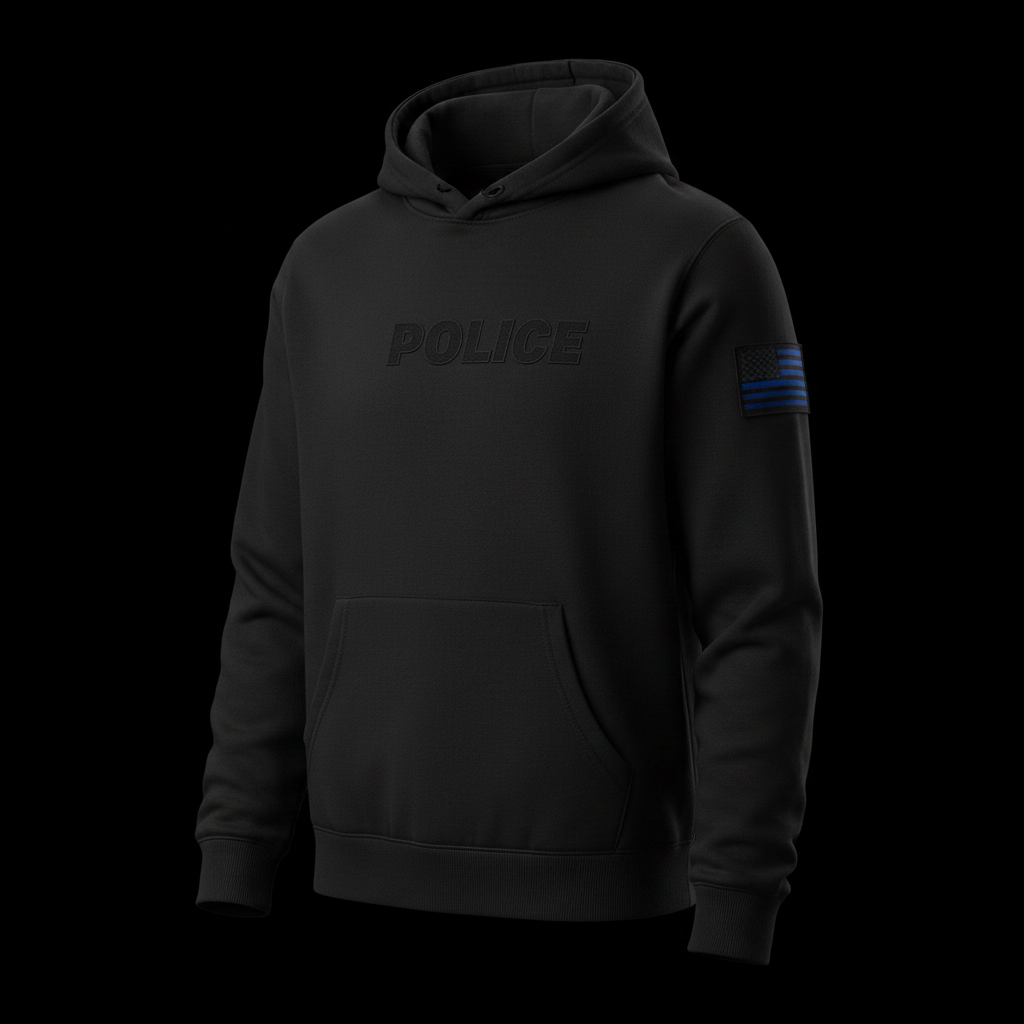 Thin Blue Line Stealth Police Hoodie front view