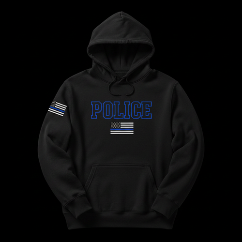 Thin Blue Line Police Hoodie front view